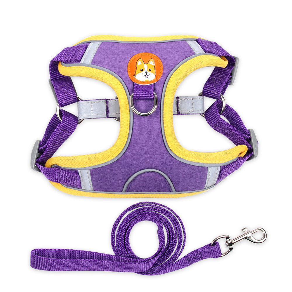 Reflective Dog Harness & Leash Set Soft Adjustable Fit Vest Small Dogs Pets