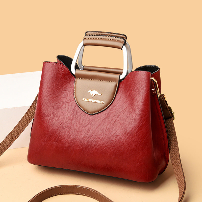 Medium Faux Leather Crossbody Bucket Bag Women Adjustable Shoulder Strap Handbag