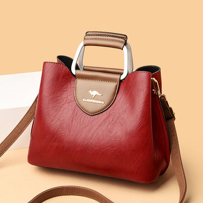 Medium Faux Leather Crossbody Bucket Bag Women Adjustable Shoulder Strap Handbag
