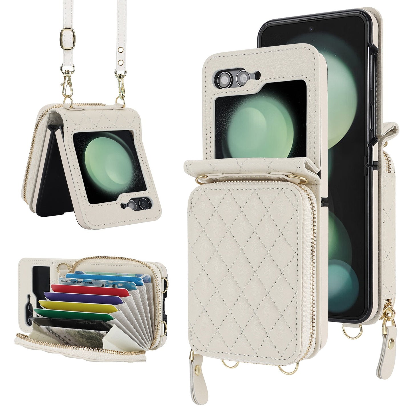 Premium Wallet Case For Samsung Galaxy Z Flip 6 5 4 Crossbody Card Holder RFID