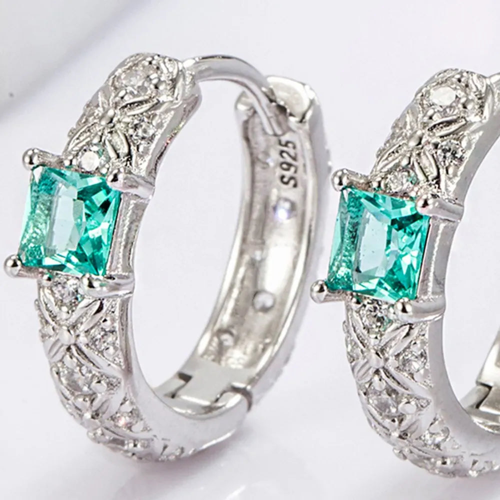 925 Sterling Silver Platinum Plated Hoop Earrings Versatile Women Jewellery