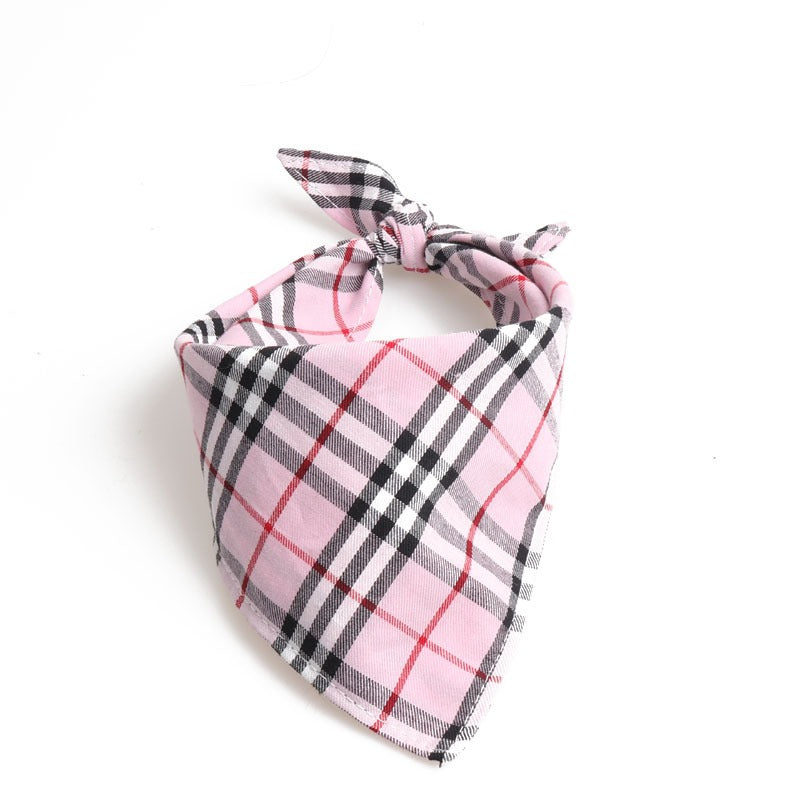 Plaid Dog Bandana Double Layer Pet Scarf Soft Cloth Material Accessories Pets
