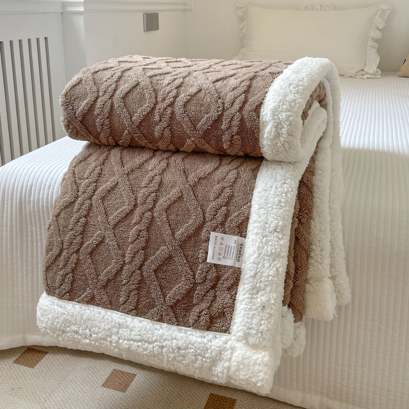 Double-Layer Polar Fleece Blanket for Winter Comfort, Thick and Soft Insulation