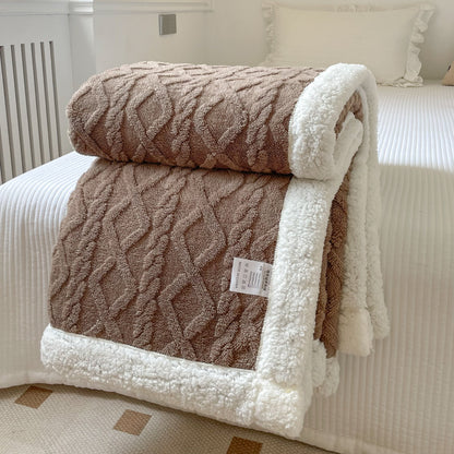 Double-Layer Polar Fleece Blanket for Winter Comfort, Thick and Soft Insulation