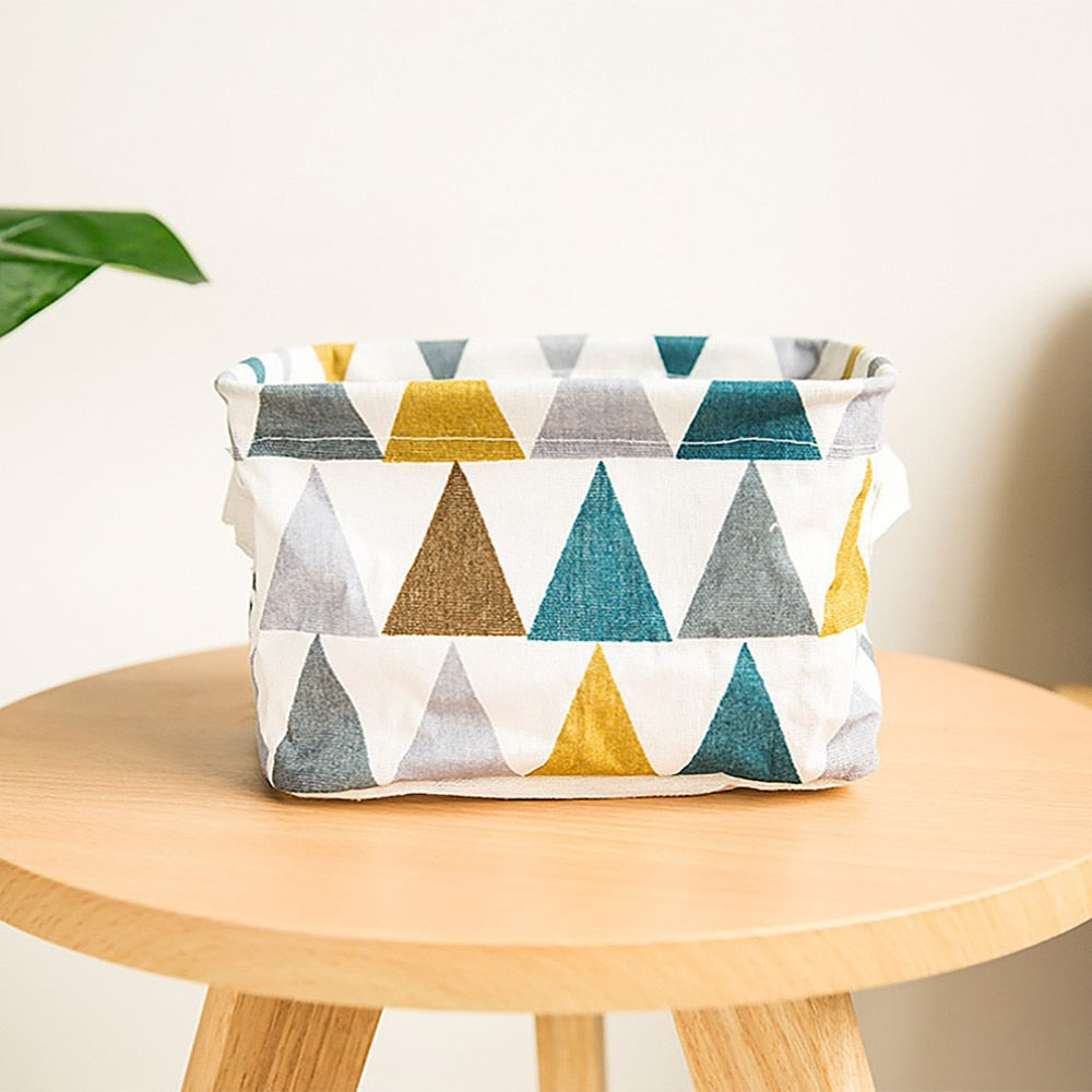 Foldable Fabric Storage Basket Desktop Closet Organiser Toy Box Loop Handles