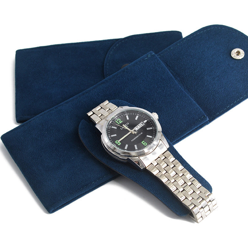 Velvet Snap Button Watch Pouch Thickened Mechanical Case Scratch Resistant Bag