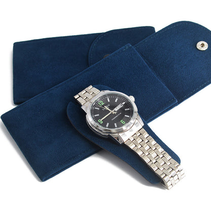 Velvet Snap Button Watch Pouch Thickened Mechanical Case Scratch Resistant Bag
