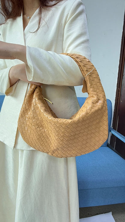 Women's Woven Tote Bag Faux Leather Spacious Lightweight Durable Zip Top Closure