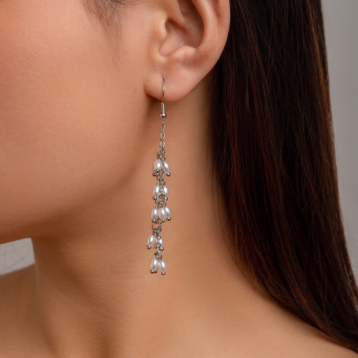 Pearl Dotted Backless Dress necklace Double Layer Earring Bracelet