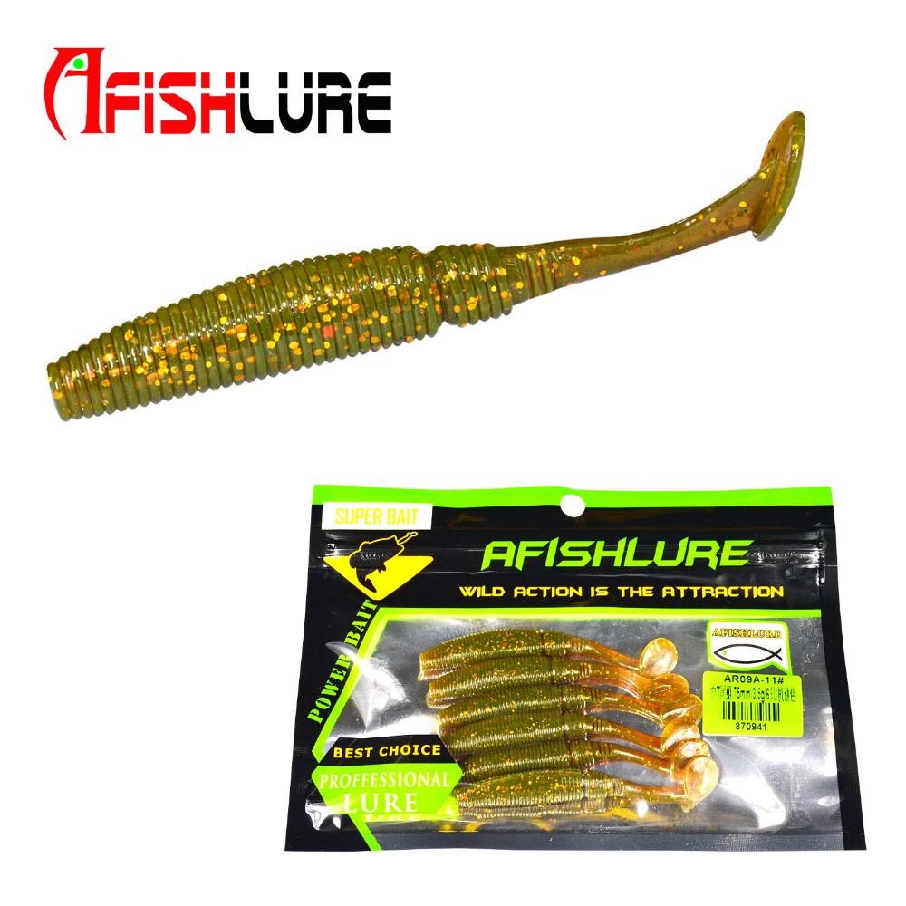 Soft Worm Paddle Tail Lure 6 Pack 75mm 3.2g Freshwater Bass Swimbait Fishing