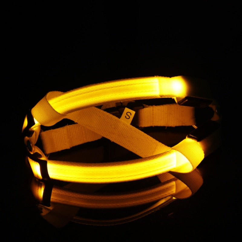LED Dog Harness Safety Nylon Strap Adjustable Flashing Light Pet Harness XS-XL