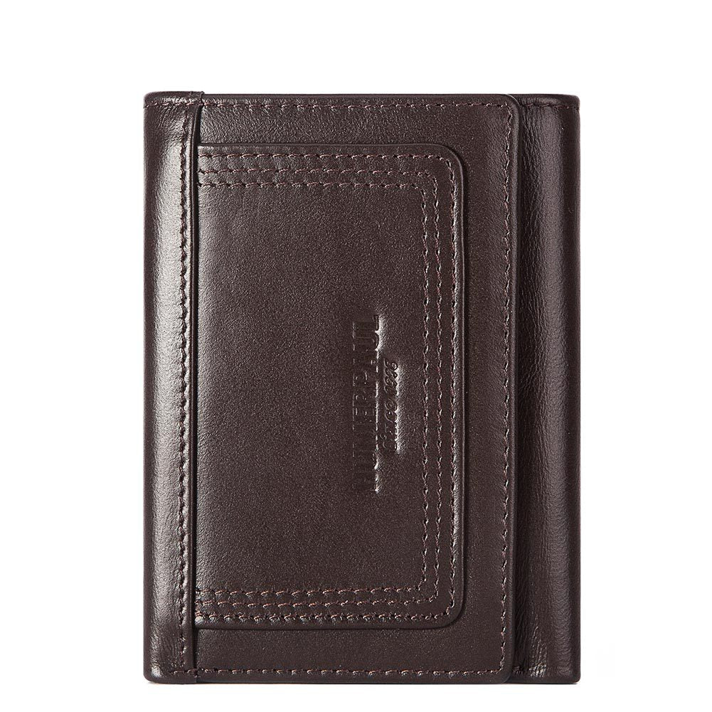 RFID Leather Wallet Men Coin Purse Zipper Multi Card Holder Secure Pocket Storage