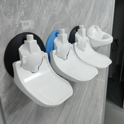 Bathroom Foldable Wall Mounted Footrest Suction Cup Bracket Storage Rack Shelf