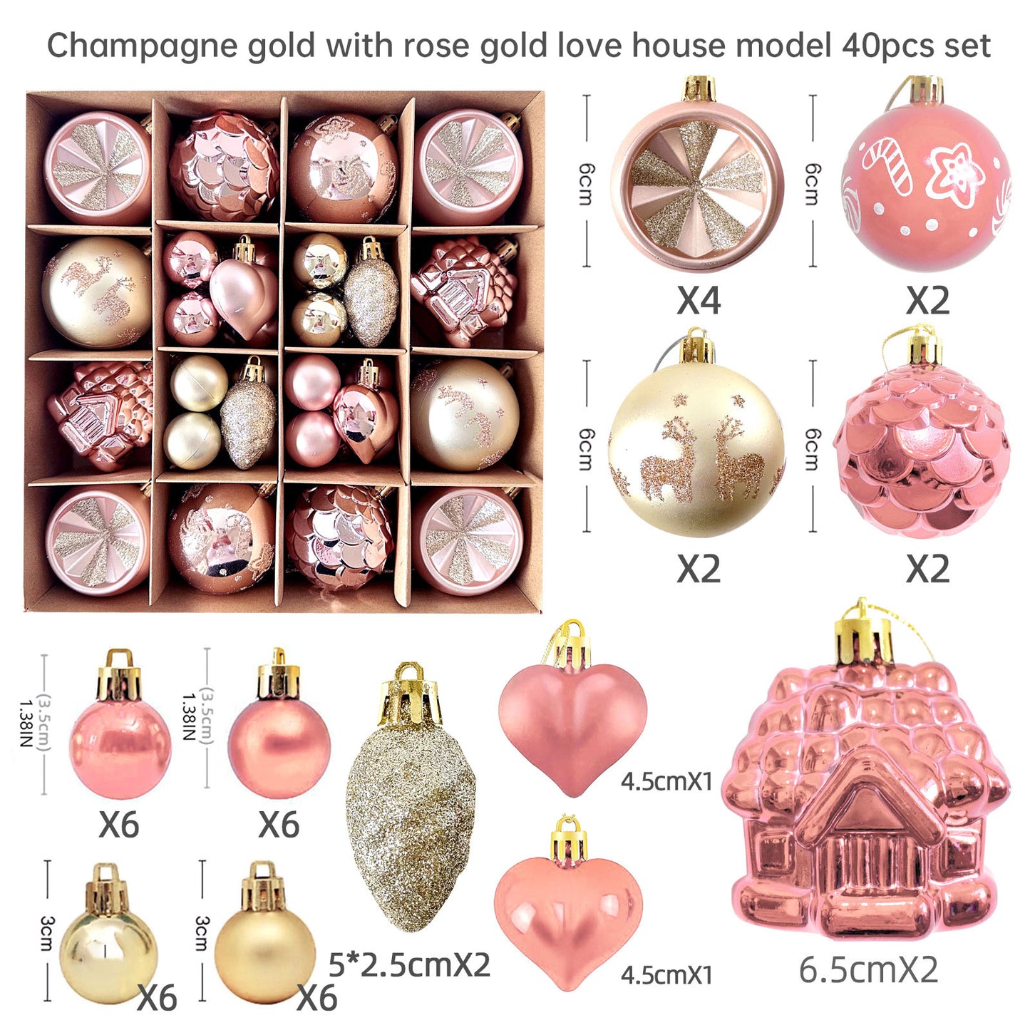 Christmas Tree Ornament Set Premium Bulk Pack Collection Assorted Designs Xmas