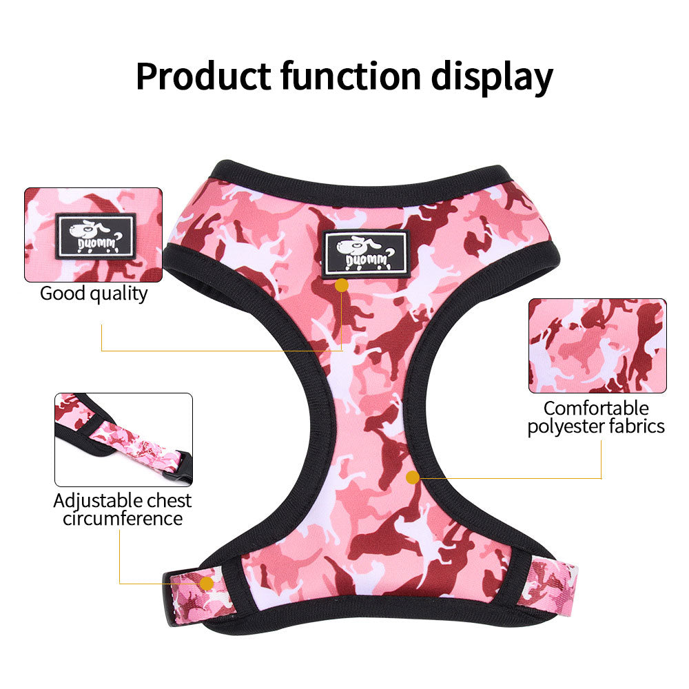 4pc Camo Dog Harness Set Leash Collar Poop Bag Dogs Supplies Rope Lead