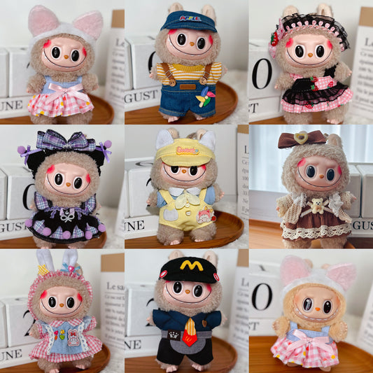 Plush Clothing Set For Labubu Party Doll Dress Up Accessories Fits 17cm Dolls