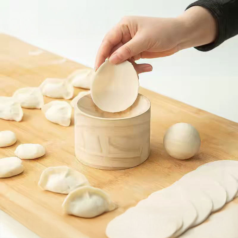 Wooden Dumpling Press Kitchen Gadget Efficient Dough Wrapper Mould Maker Tool
