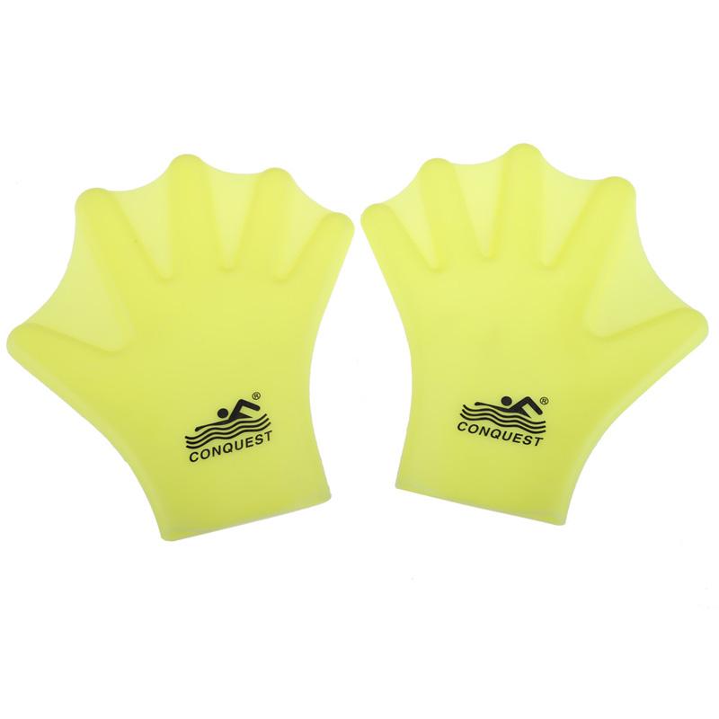 Adult Silicone Swimming Gloves Webbed Design Adjustable Strap Water Resistance