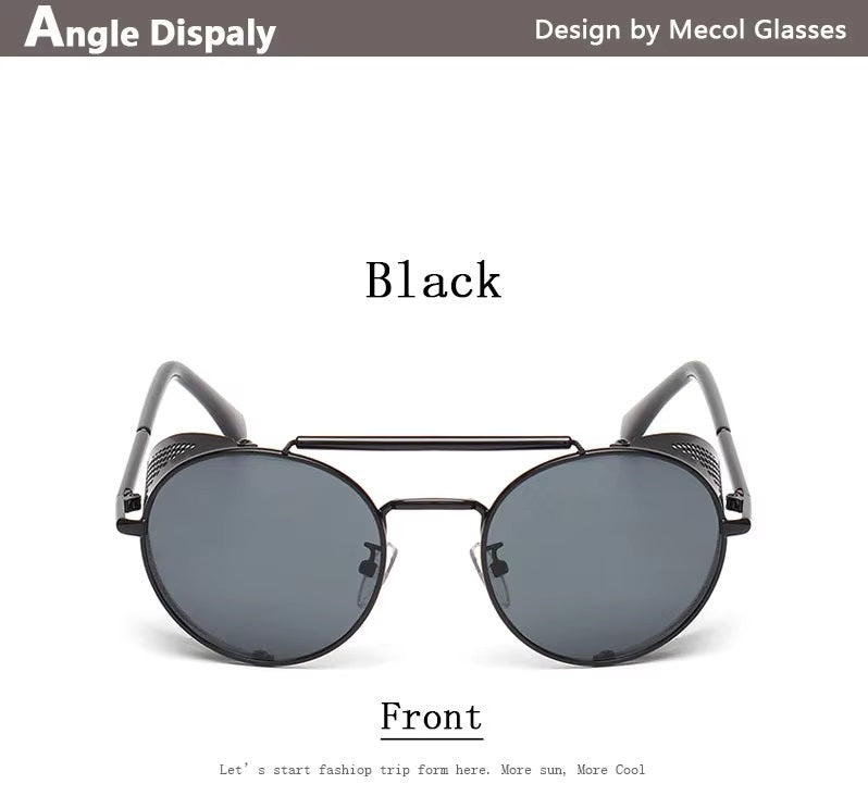 Retro Steampunk Round Sunglasses UV Unisex Alloy Frame Vintage Premium Glasses