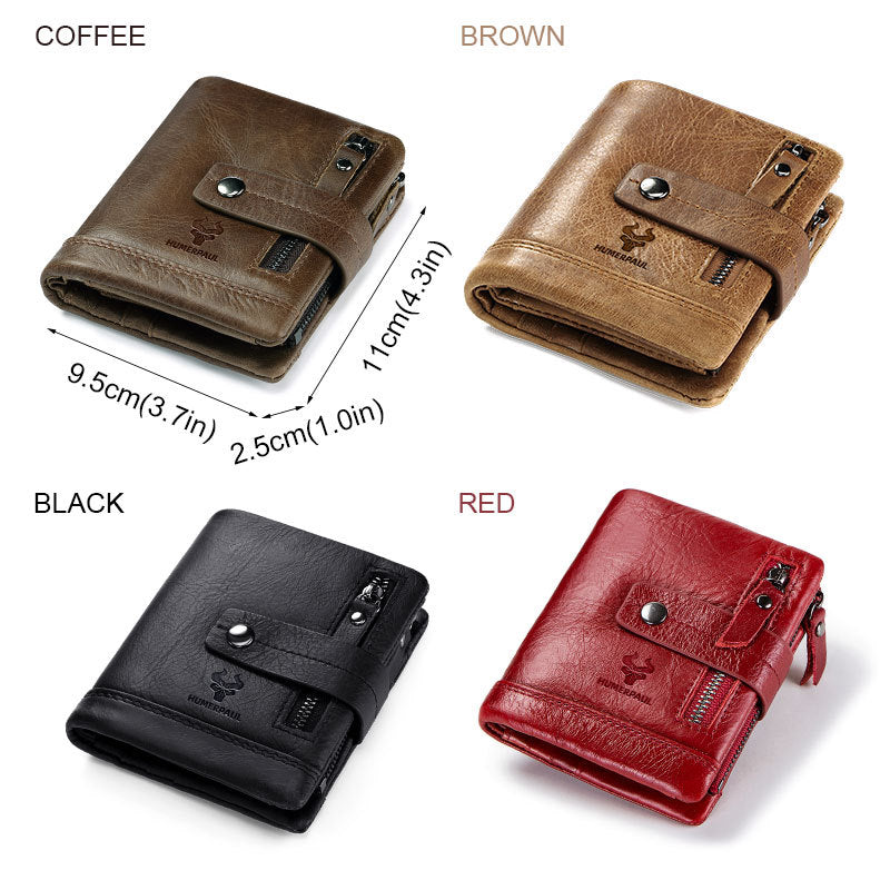 Leather Zipper Wallet Multifunctional Clutch RFID Blocking Secure Spacious Organizer