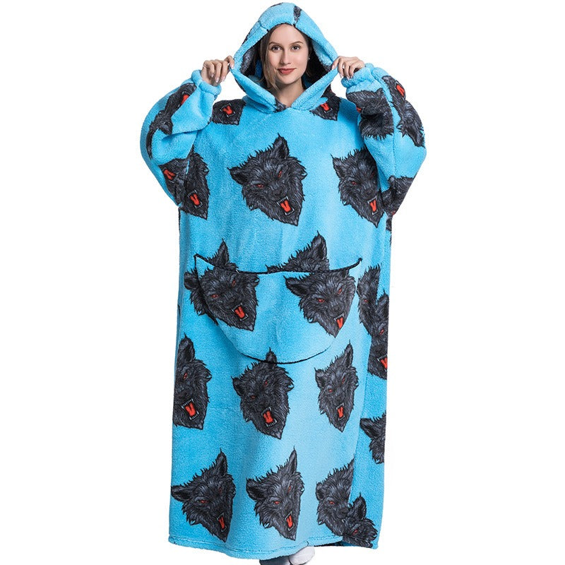 Oversized Blanket Hoodie Adults Ultra-Soft Warm Long Hooded Fleece Pockets