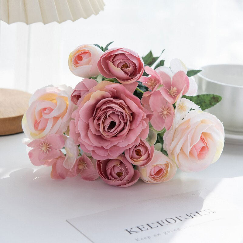 Silk Rose Floral Arrangement Table Centerpiece Premium Home Event Decor Display