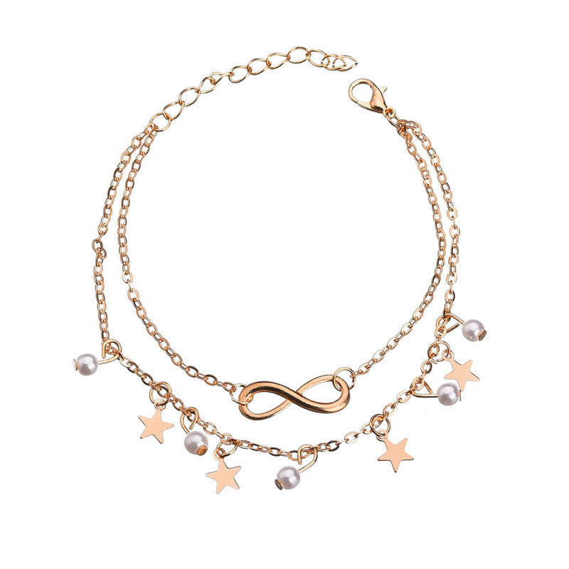 Double Layer Pendant Beach Anklet Stars Infinity Jewellery Women Gift