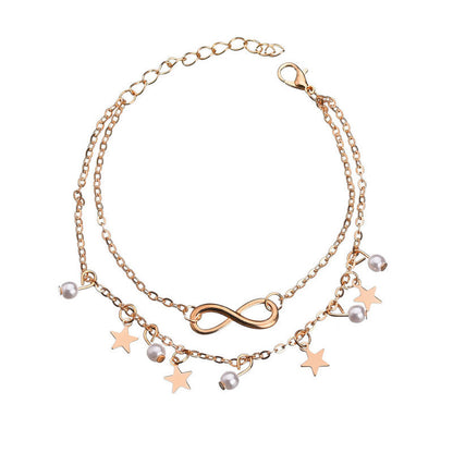 Double Layer Pendant Beach Anklet Stars Infinity Jewellery Women Gift