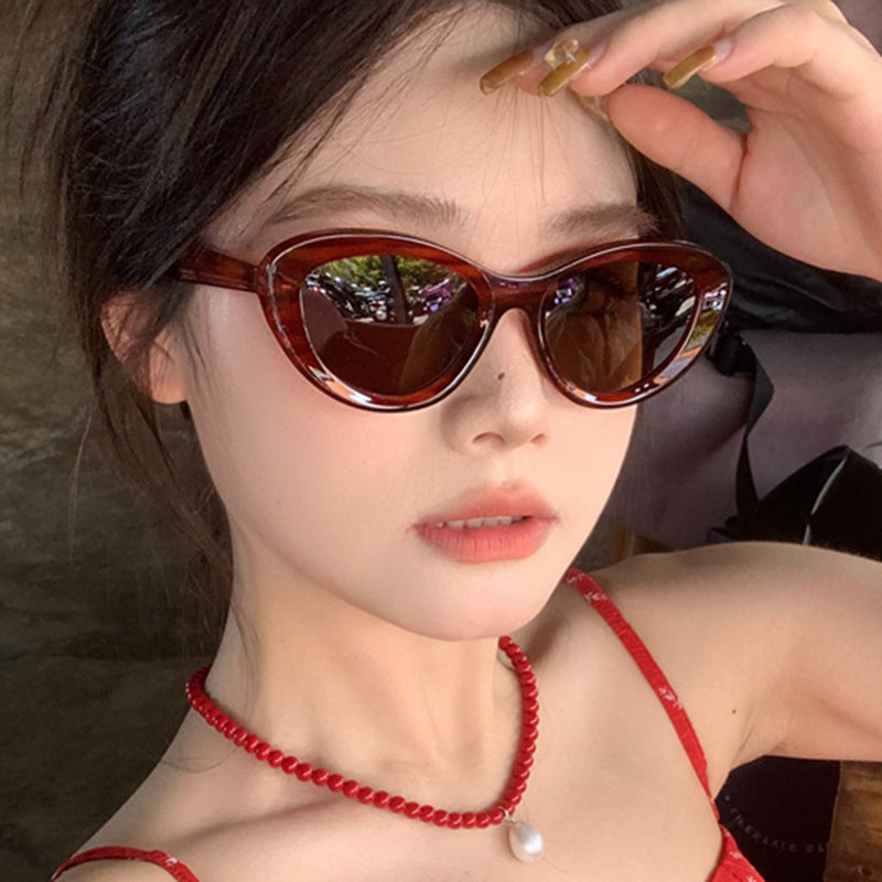 Women's Retro Cat Eye Sunglasses UV Protection Striped Acetate Frame Polarized