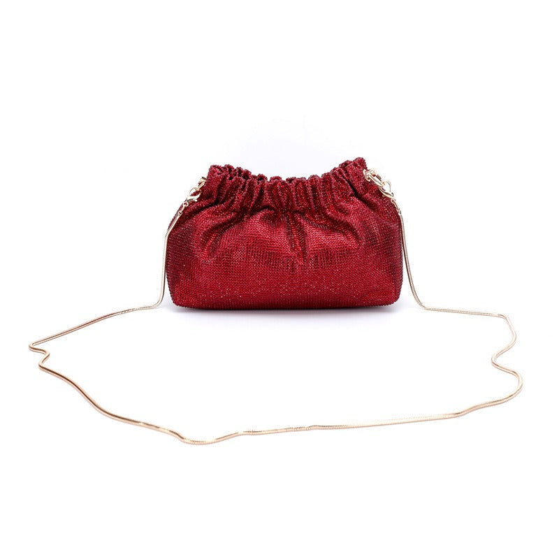 Crystal Diamond Cross Shoulder Dress Drawstring Bag Handbag 16 Colours