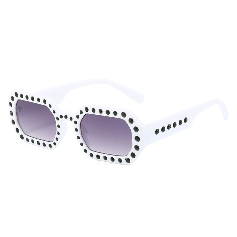 Custom Diamond-Embedded Compact Frame Sunglasses for Women with UV Protection
