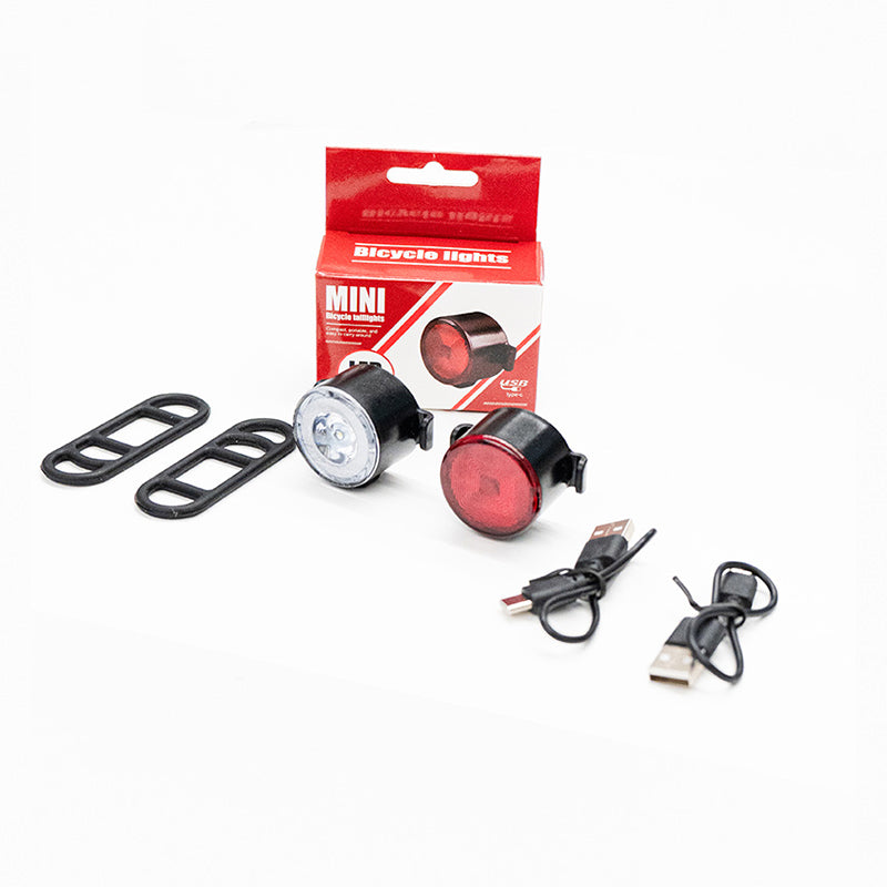 USB Rechargeable LED Bike Light Set - Front and Rear Cycling Safety Flashlights