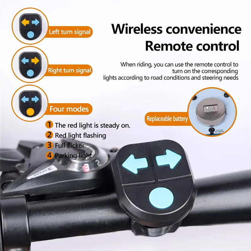 USB-C Rechargeable Bike Tail Lamp Wireless Turn Signal Horn Safety Equipment