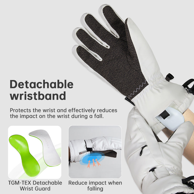 3M Thinsulate Lined Ski Gloves Waterproof Integrated Wrist Guards Pro Ski Gear
