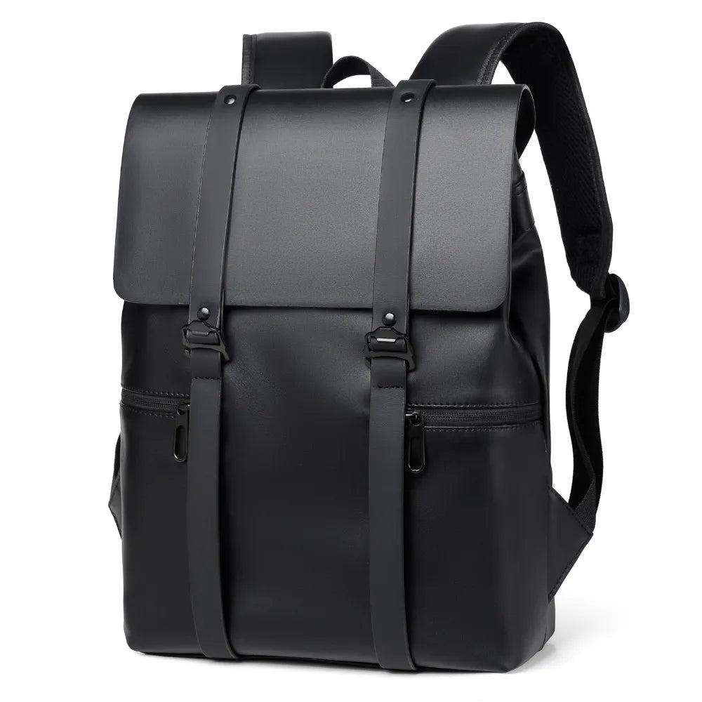 Mens Faux Leather Backpack PU Adjustable Strap Rucksack Travel School Laptop Bag
