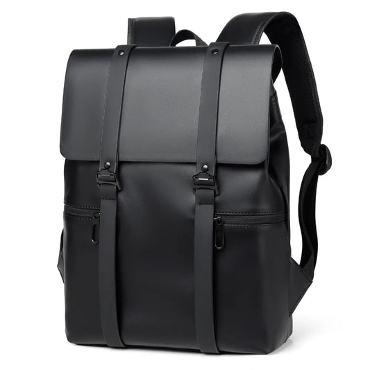Mens Faux Leather Backpack PU Adjustable Strap Rucksack Travel School Laptop Bag