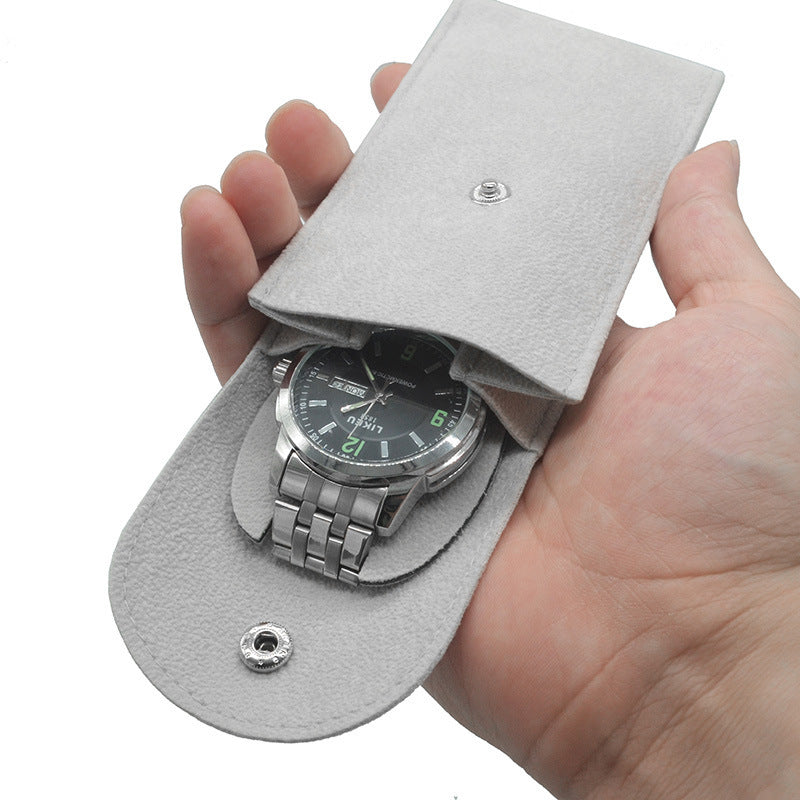Velvet Snap Button Watch Pouch Thickened Mechanical Case Scratch Resistant Bag