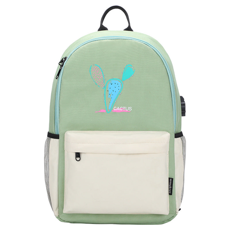 Oxford Cloth Backpack Lightweight Adjustable Straps Schoolbag Cartoon Pattern