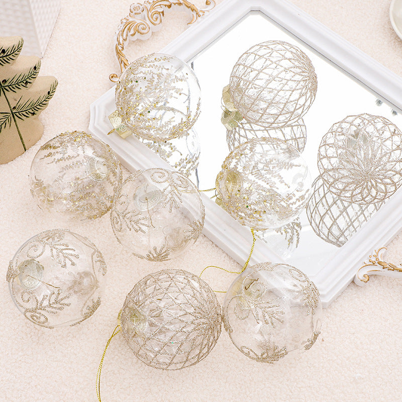 9PCS Transparent Painted Christmas Bauble Gift Box Set for Tree Modern Xmas