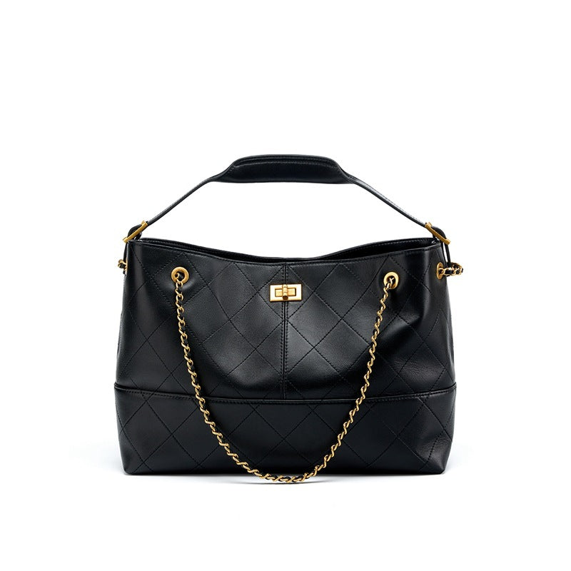 Luxury Suede Leather Shoulder Tote Crossbody Bag Chain Elegant Spacious Design