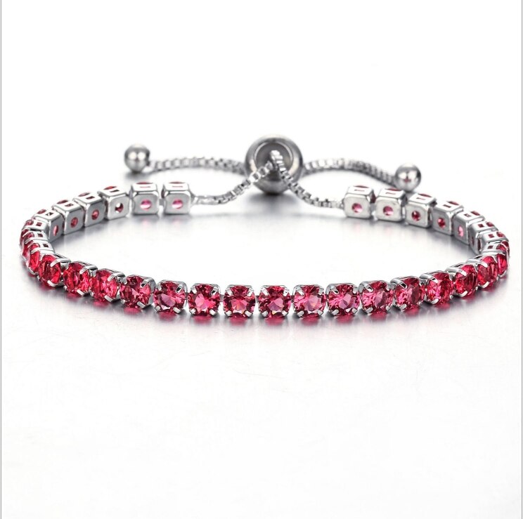 Silver Gold Adjustable CZ Tennis Bracelet, Round Cut, Elegant Crystal Jewellery Women's