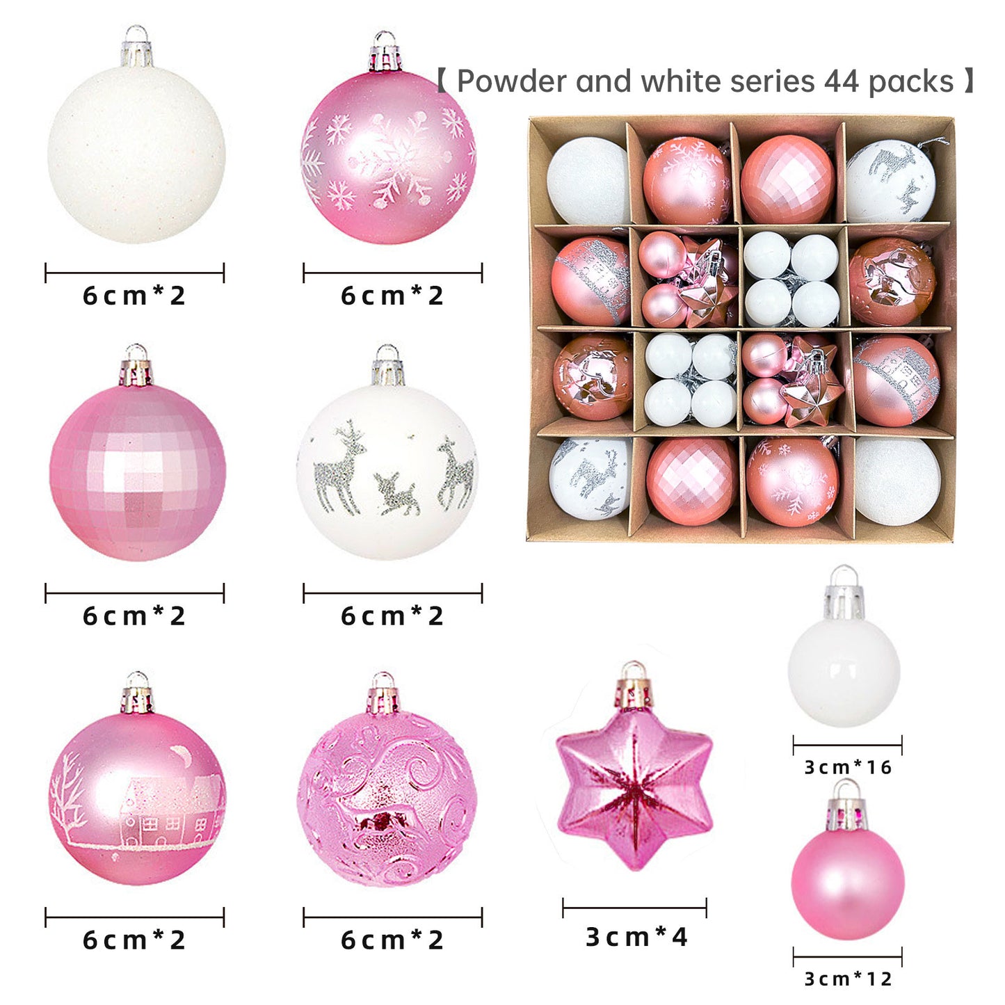 Christmas Tree Ornament Set Premium Bulk Pack Collection Assorted Designs Xmas