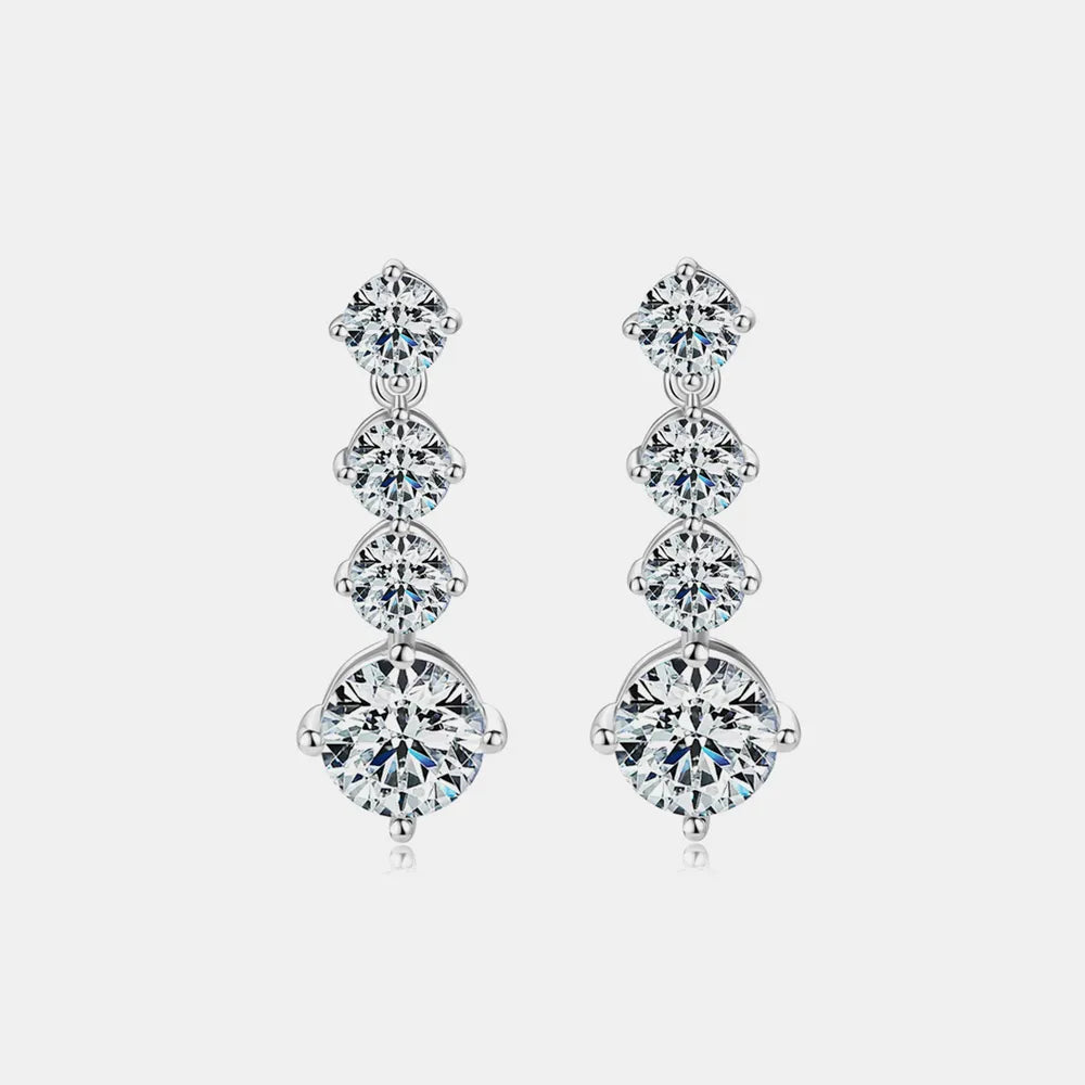 4 Carat Moissanite Stud Earrings 925 Sterling Silver D Grade Sparkle Secure Fit