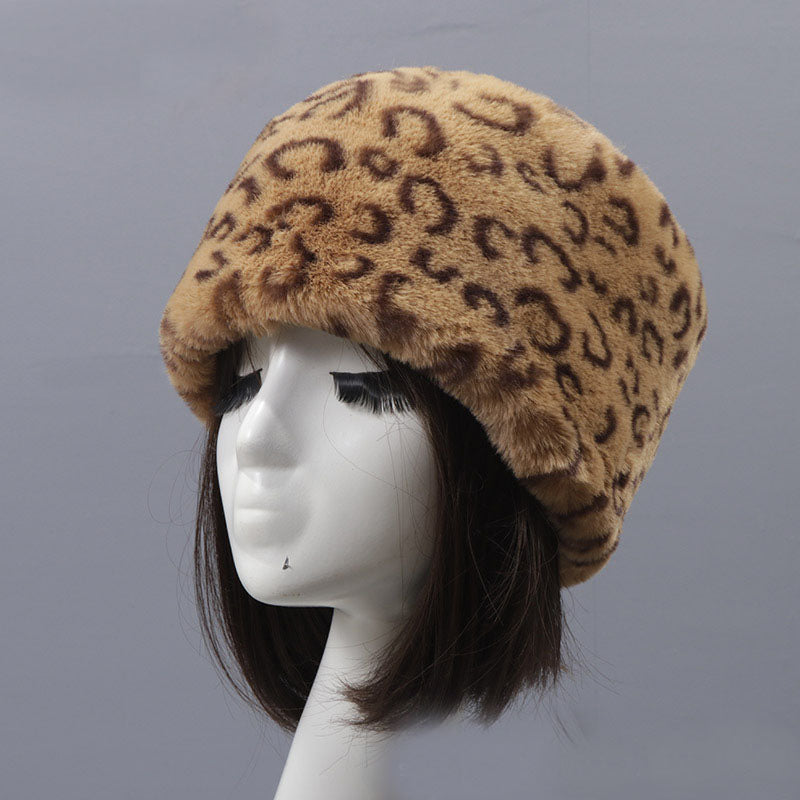 Winter Faux Fur Flat Top Hat Warm Brimless Acrylic Womens Hats Plush Russian