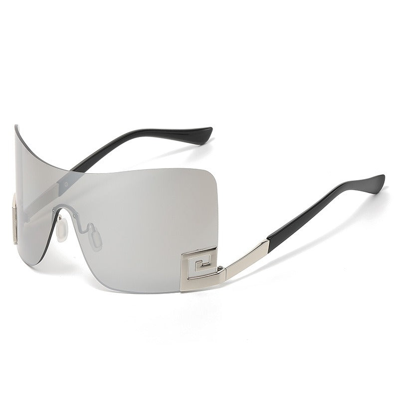 Large Frame Integrated Sunglasses UV400 Metal Arms Durable Unisex Outdoor Use