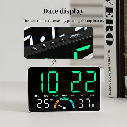 Digital Alarm Clock Temperature Humidity Display Dual Alarms LED Snooze Feature