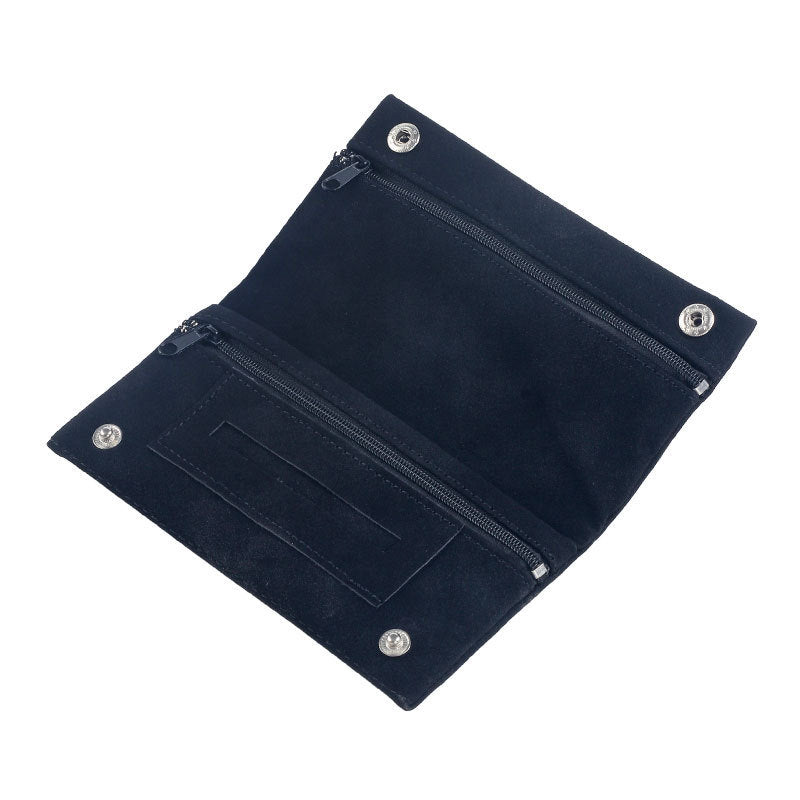 Multifunctional Leather Tobacco Pouch Zippered Foldable Moisture-Retaining
