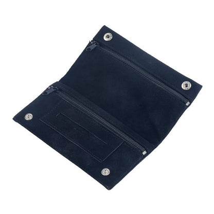 Multifunctional Leather Tobacco Pouch Zippered Foldable Moisture-Retaining