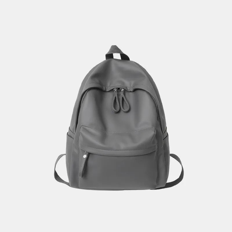 Faux Leather Backpack Zip Closure Adjustable Shoulder Straps Durable Spacious