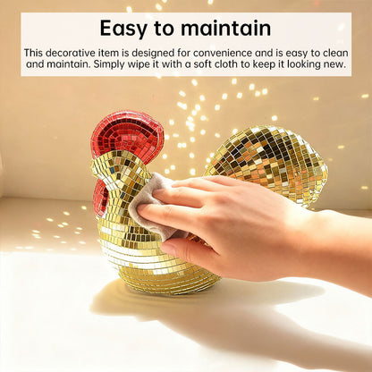 Decorative Chicken Statue Mirror Tile Unique Home Decor Artistic Visual Element